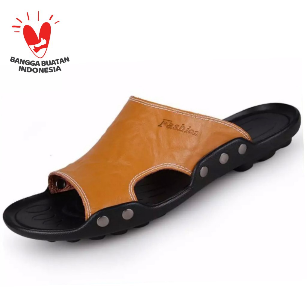 LUTTON - Sandal artis pria terbaru - SANDAL SLOP FASHION-TAN