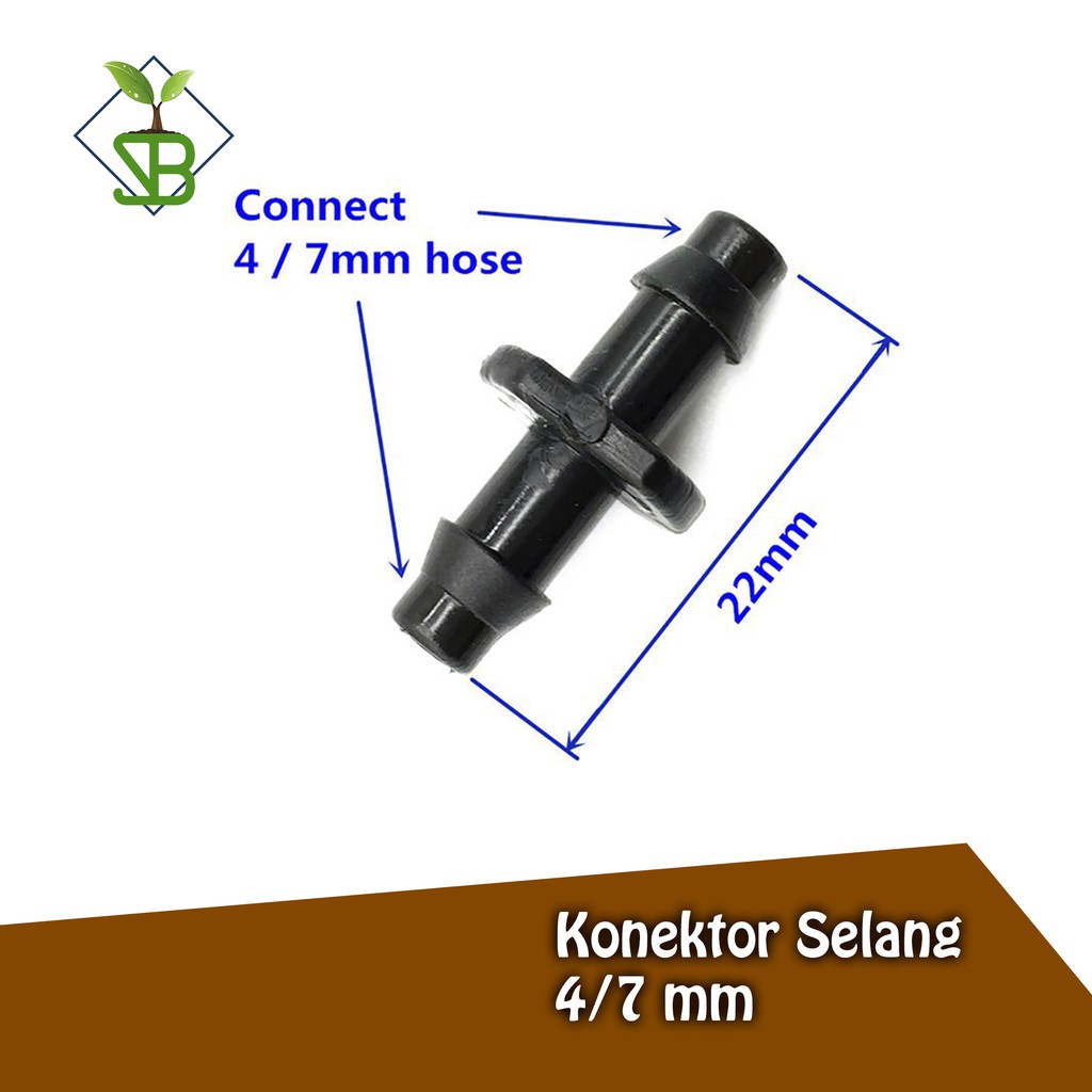 Konektor selang lurus 7mm / 2-Way 6mm 2-Way 7mm untuk Selang 4/7mm