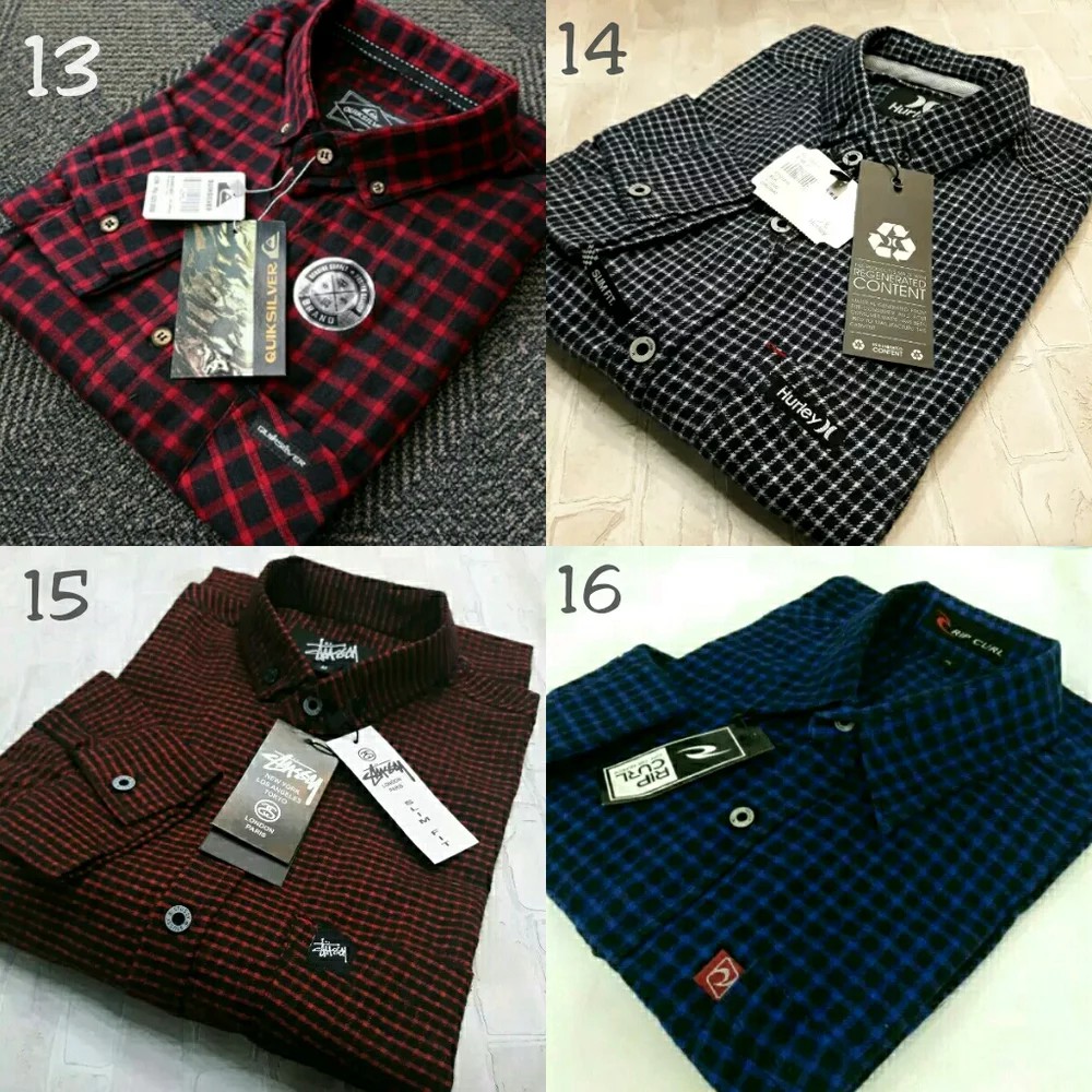 KEMEJA FLANEL DISTRO SURFING LENGAN PANJANG PRIA MOTIF KOTAK CUPEL ECER &amp; GROSIR