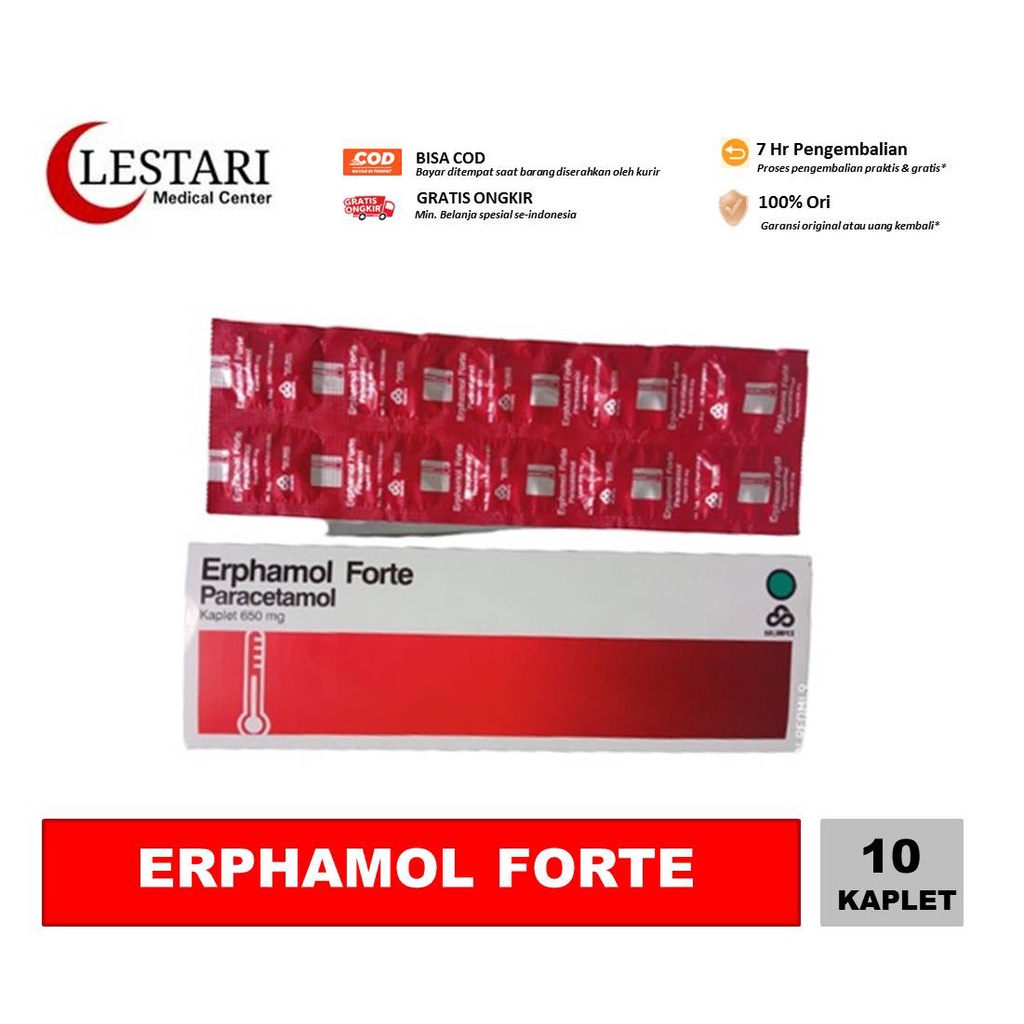 Erphamol Forte 10 kaplet - Paracetamol 650mg