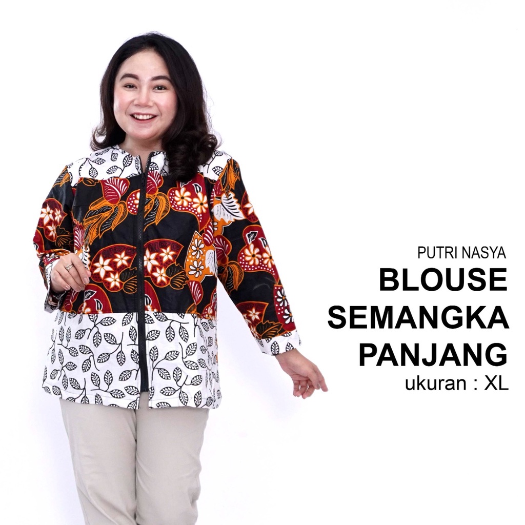 Atasan Batik Blouse Big Size Wanita Jumbo LD 140 Model Blus Jumbo Seragam Kerja Kantor Batik