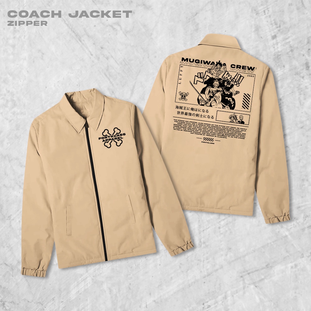 Fortglass Mugi Coach Zipper Jaket Polos Pria Jaket Parasut Unisex