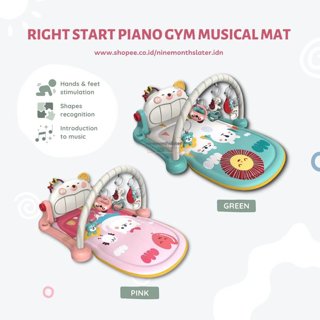 Right Start Double Sided Piano Gym Musical Mat - Mainan Karpet Playgym Baby Mat Anak Bayi Lampu Lagu Musik Sensory