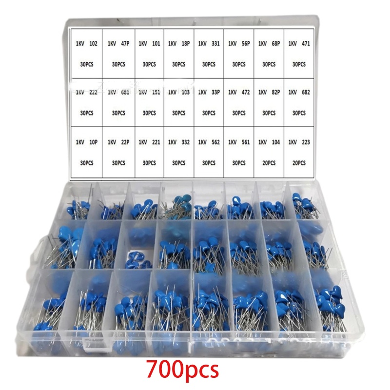 Btsg 700PCS 1KV 1000V 10PF-821PF 24nilai Aneka Kit Kapasitor Keramik Paket