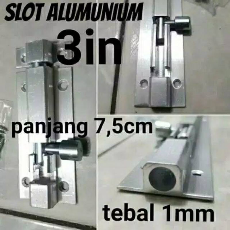 Grendel Alumunium 2 Inchi Tebal Selot Pintu Slot Jendela Kunci Pintu Rumah Gerendel 3 Inchi