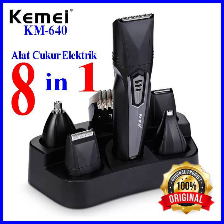 KEMEI KM 640 ELEKTRIK SHAVER CUKURAN RAMBUT KUMIS DAN JENGGOT 8 in 1 KM640 ORIGINAL