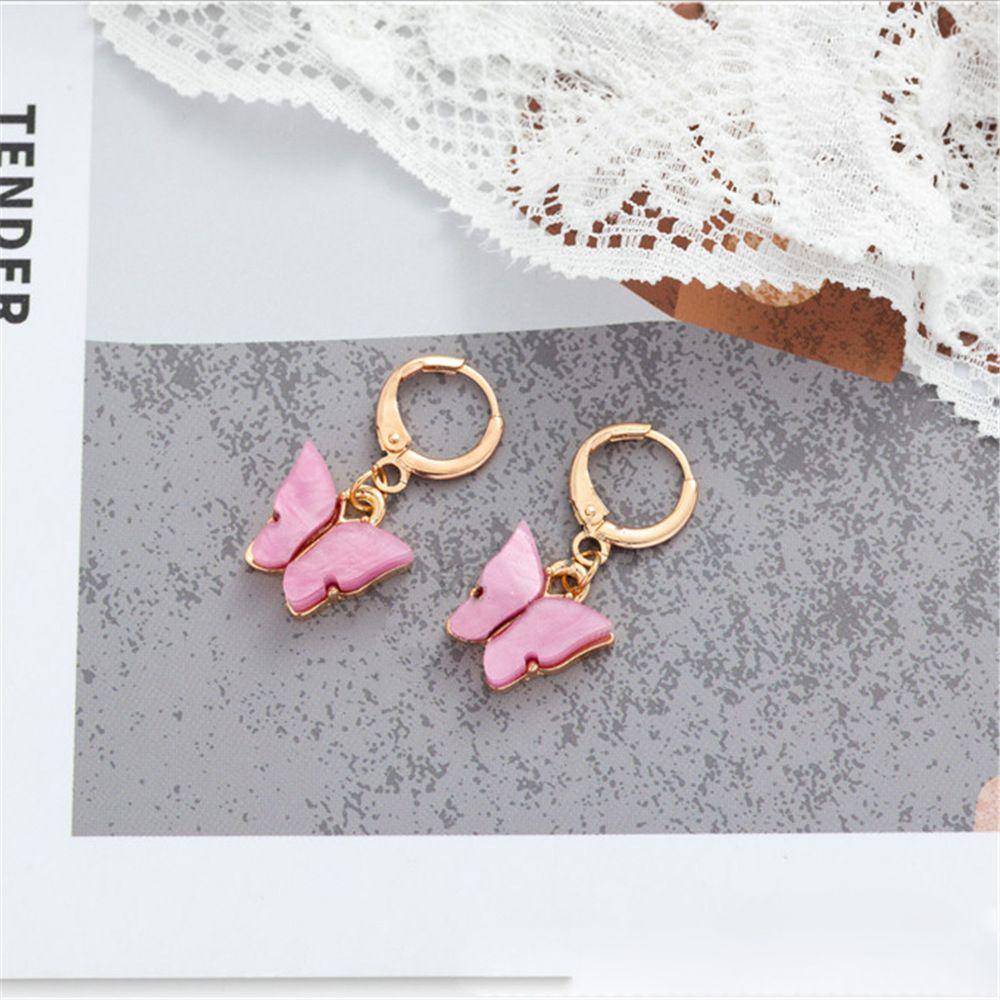 Lily Butterfly Earrings Pesta Kesederhanaan Warna-Warni Fashion Asimetris Akrilik Menjuntai