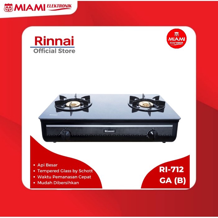 Rinnai RI712GA – Kompor Gas 2 Tungku RI712GAB / RI712GAW