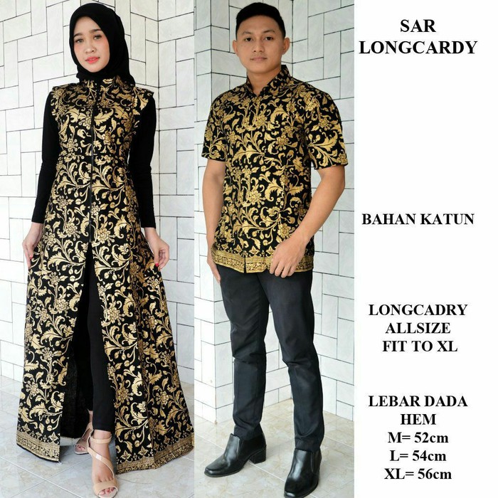 open dropship SARIMBIT BATIK LONGCARDI JUMBO COUPLE KELUARGA MODERN BATIK COUPLE - ,