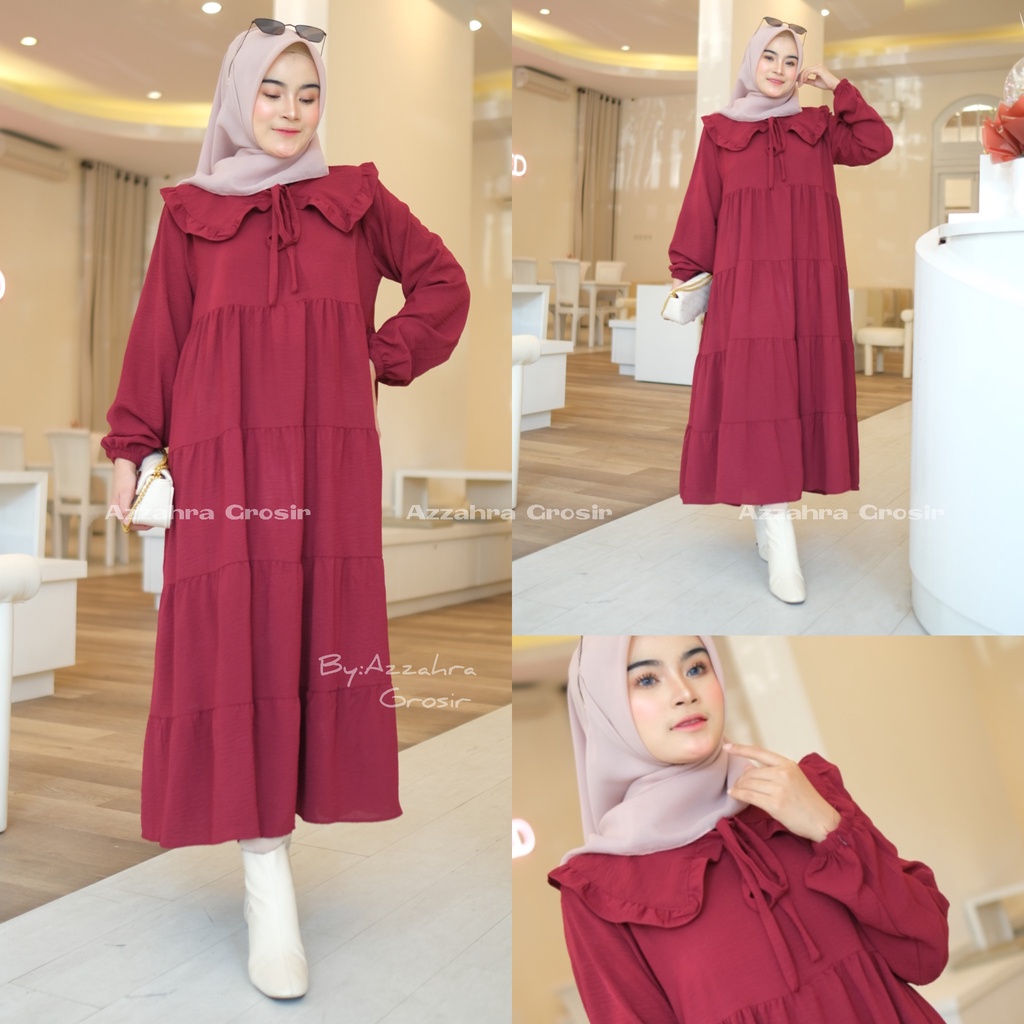 Marica Midi Dress Ld 104 - Dress Crinkle AirFlow Jumbo Bigsize Oversize Busui Bumil / R.1 - 335-6764