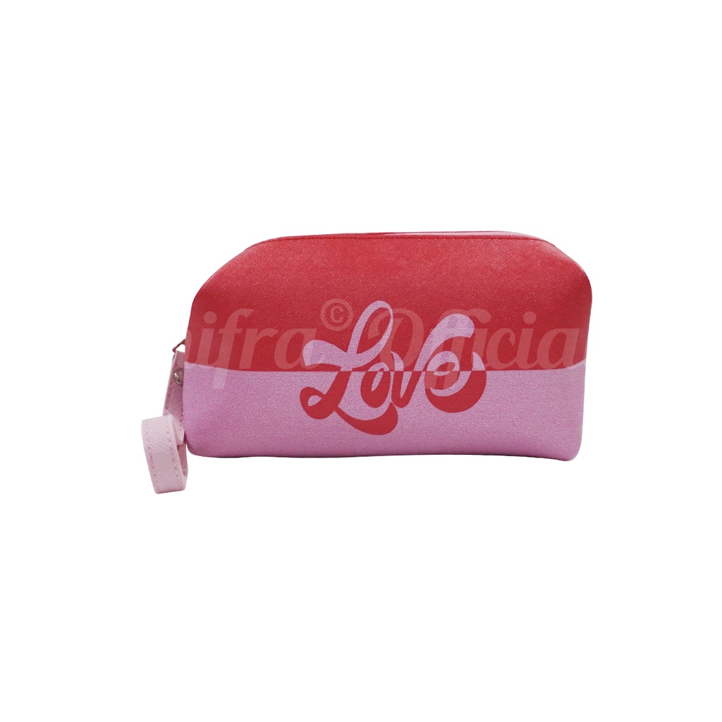 Shifra Pouch Kosmetik Tempat Pouch Masker Make Up Wanita Love Friend Garis