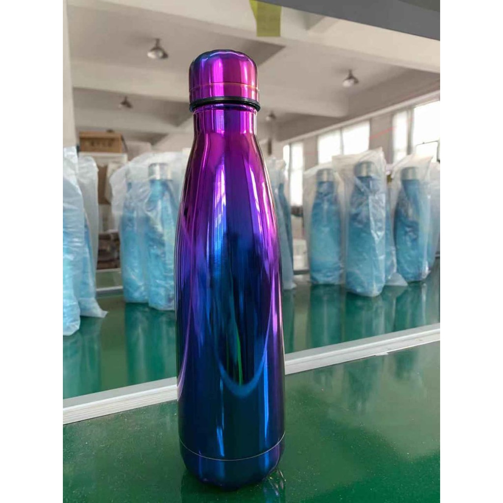 Botol Thermos Silver Blue 500ml Warna Pelangi RAINBOW Stainless Steel tahan panas dingin BOWLING