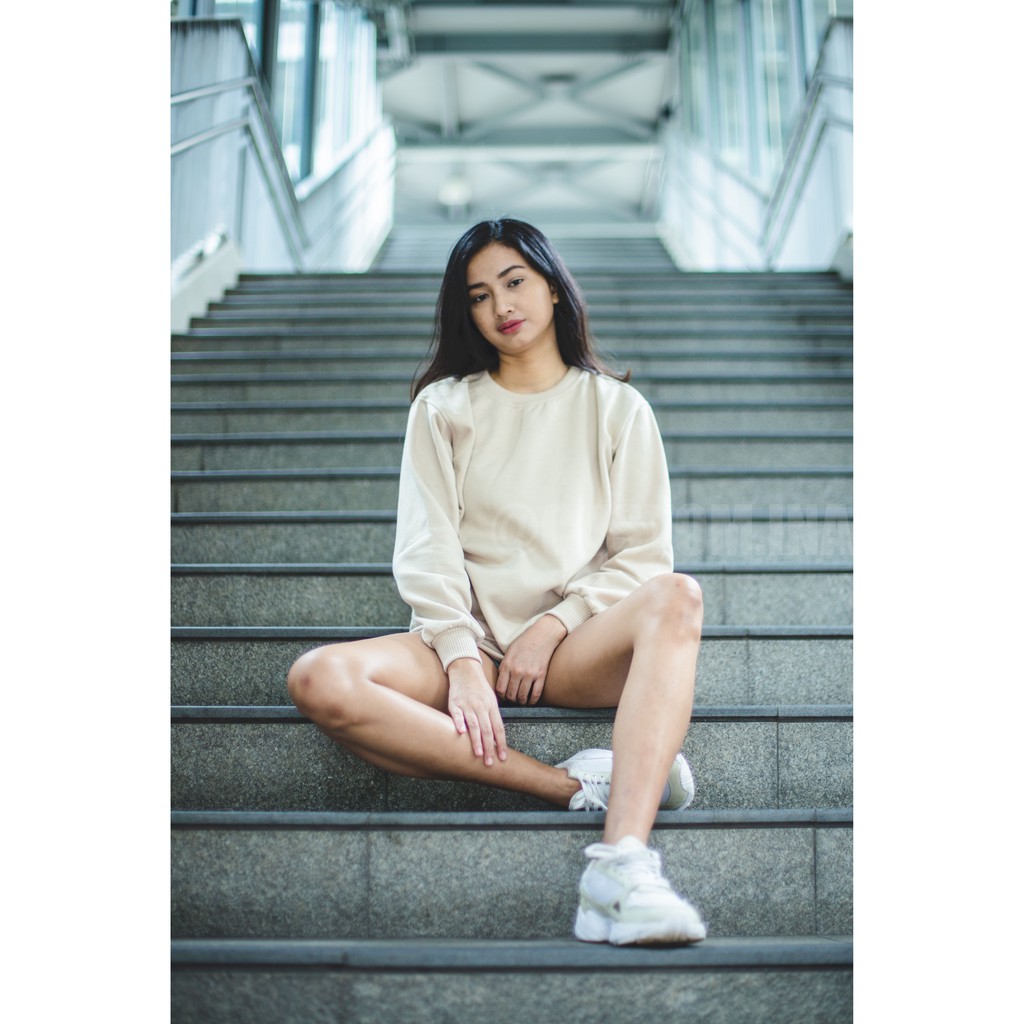 Basic Sweater Polos Oblong Crewneck Sweatshirt Pria Wanita Size M - XXXL-4