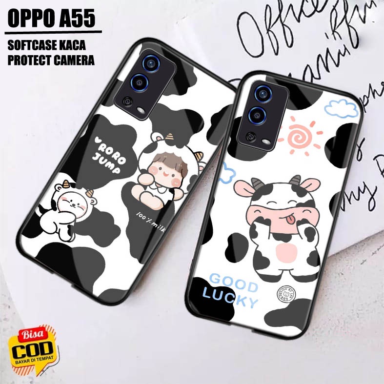 Softcase Glass Kaca Oppo A55 - K03 - Case Hp Oppo A55 - Casing Hp Oppo A55 - Case Oppo A55 - Kesing 