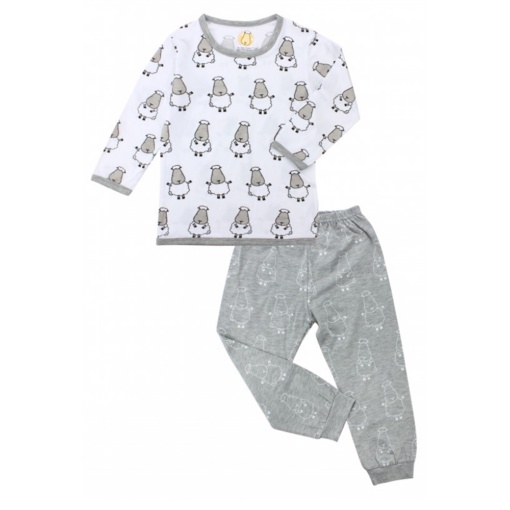 Baa Baa Sheepz Long Sleeve Shirt &amp; Pant - Big Sheep White/Big Sheep Grey | Pakaian Anak