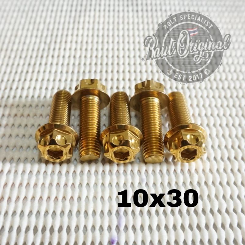 Baut probolt 10x30 gold new model drat 14 panjang 3cm Heng thailand