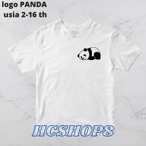 Kaos Anak Gambar Panda Unisex Laki Laki Perempuan Usia 2-16th Cowok Cewek