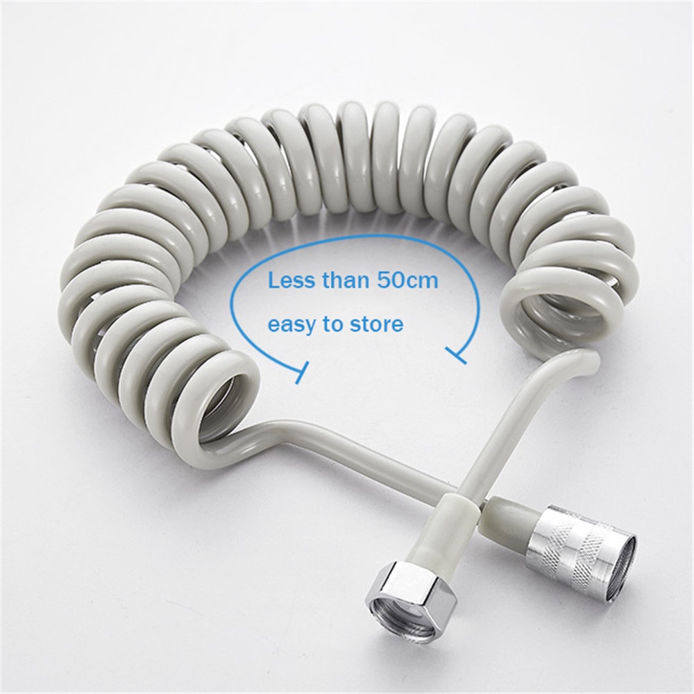 【COD Tangding】Washer Spring Shower PU Plastic Retractable Telephone Wire Pu Stainless Steel High Pressure Hot and Cold Hose