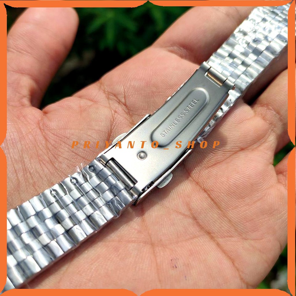 Tali jam tangan Stainless steel watch band 20mm Silver model Lurus B3033