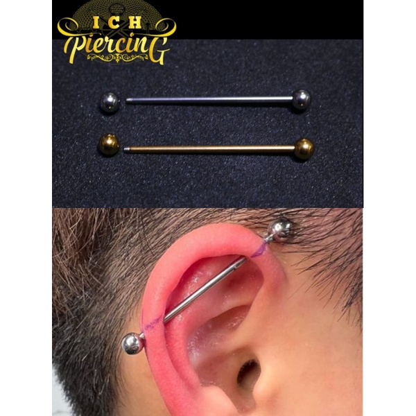 industrial piercing / barbel telinga panjang