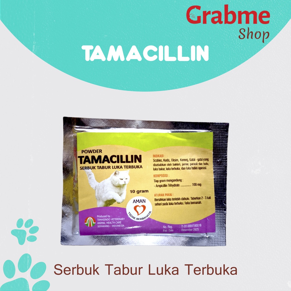 Obat serbuk Tabur Luka Lerbuka untuk Kucing TAMACILLIN