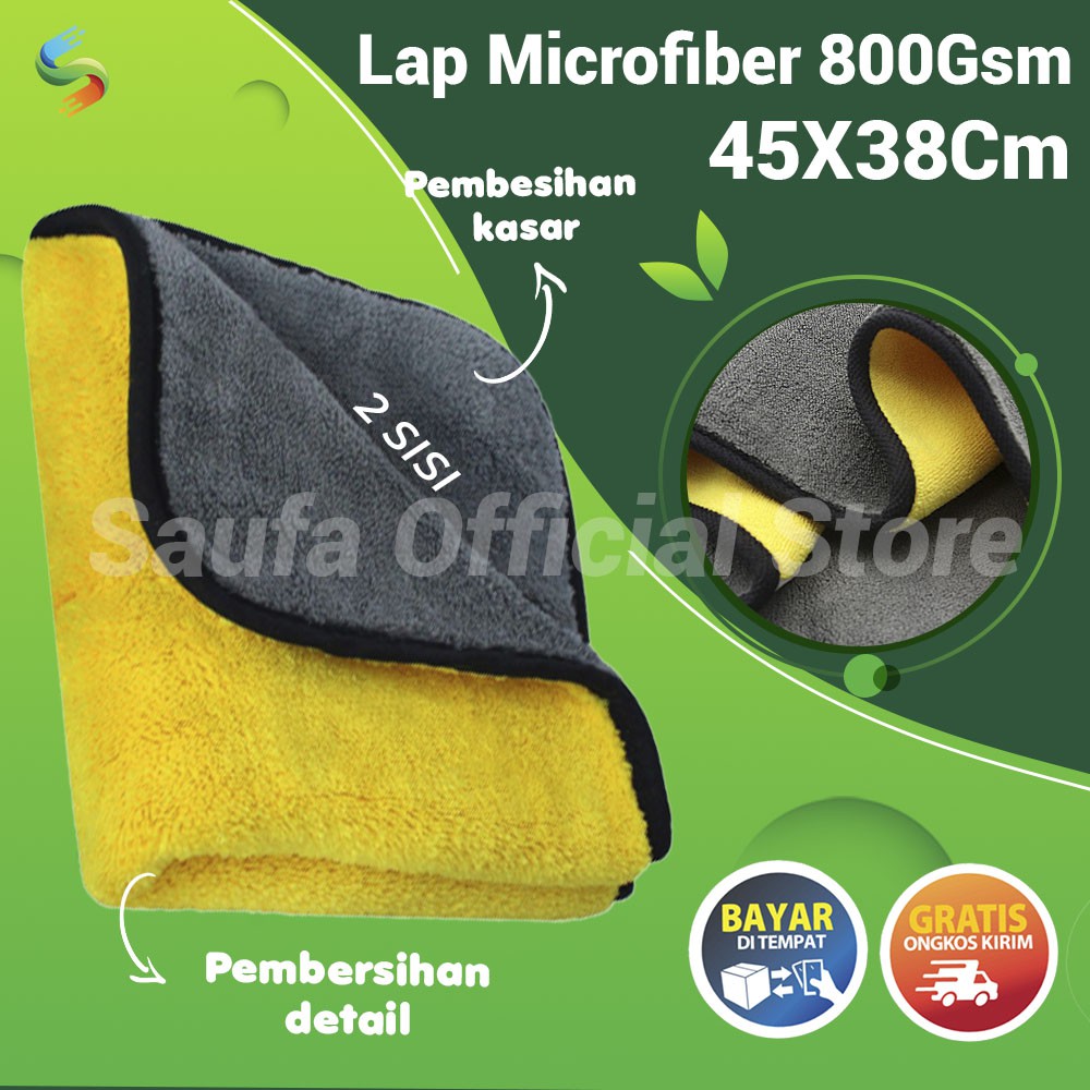 Lap Microfiber 800gsm 45 x 38 cm Tebal dan Cepat Meresap Air