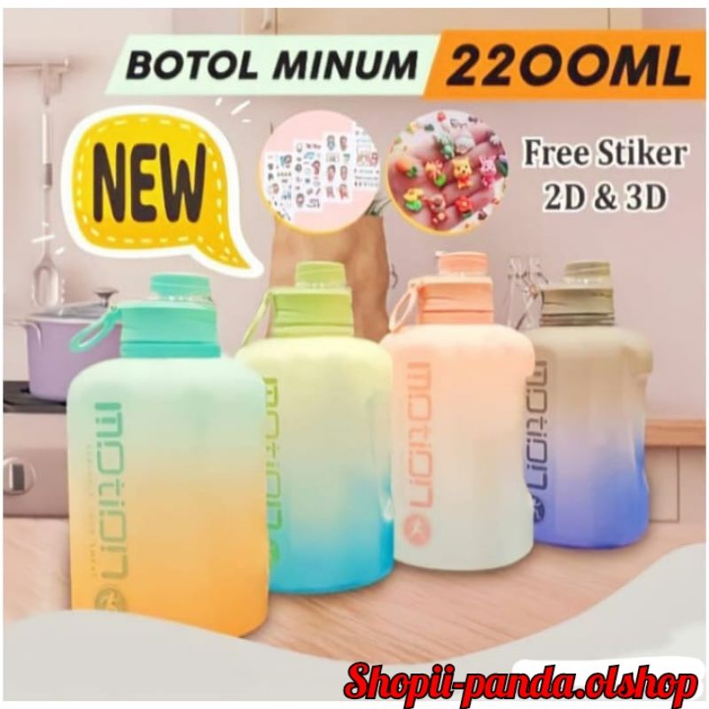 Motion Botol Minum Motivasi 2200ML Original Botol Gym⭐shopii-panda⭐