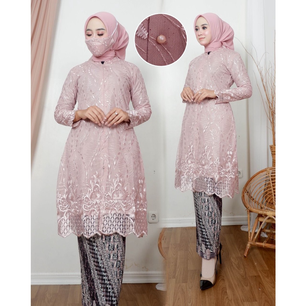 Permata Olshop / Kebaya Tunik Busui Ningrum AD / Tunik Brokat Modern / Kebaya Pesta / Kebaya Busui