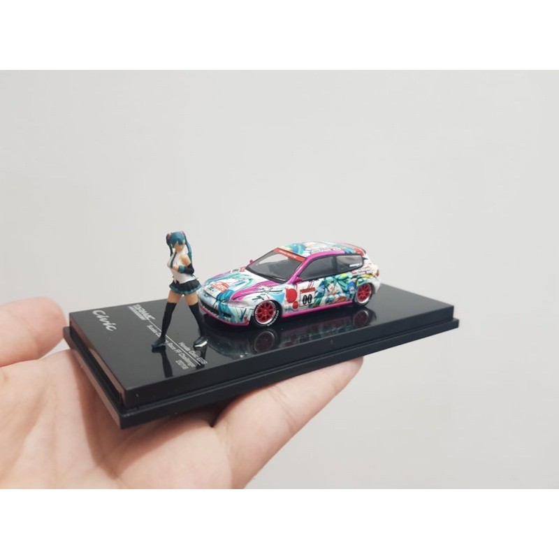 Diecast tarmac 1/64 honda civic eg6 estilo custom miku plus figure 64