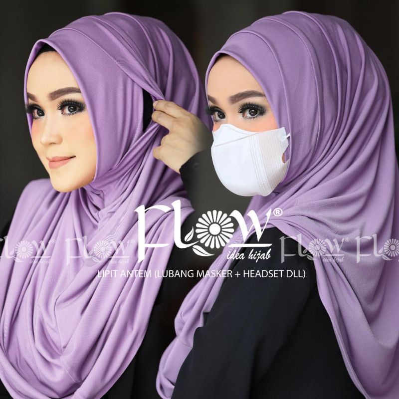 Jilbab Instan Simpel 2in1 Lipit Ori Flow-Purple