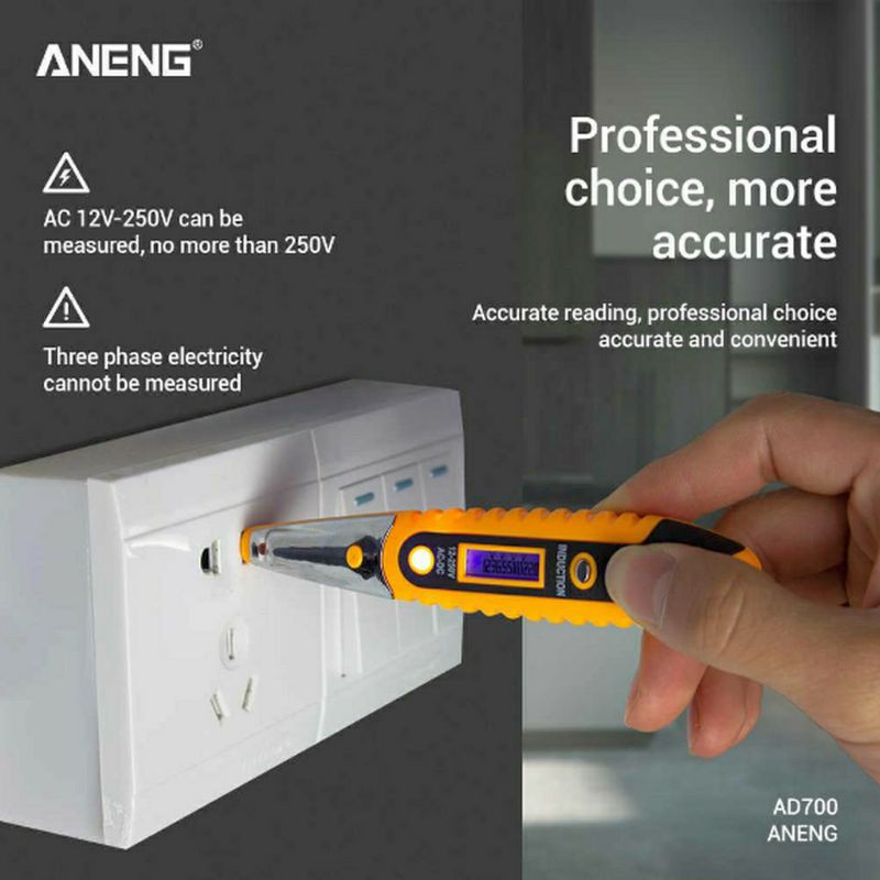 Aneng Testpen / Tespen Digital Deteksi Arus AC DC 12-250V - Hijau