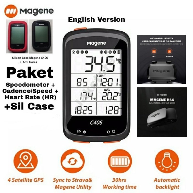 PAKET MAGENE C-406 Bike Computer Road Bike, Seli, MTB