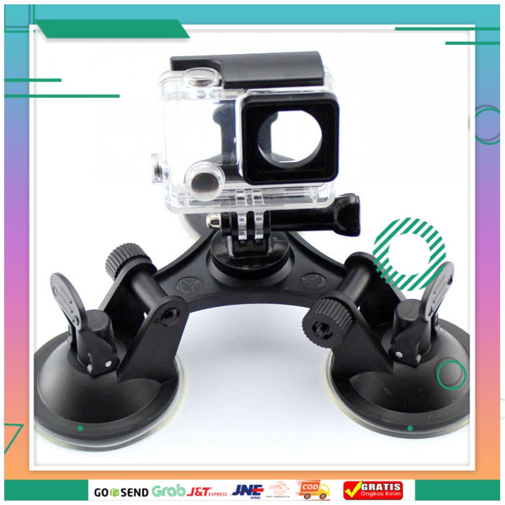 (BISA COD) FTIHSHP3 Feets Triangle Suction Cup Glass Mount for  Yi 2 4K / Gopro