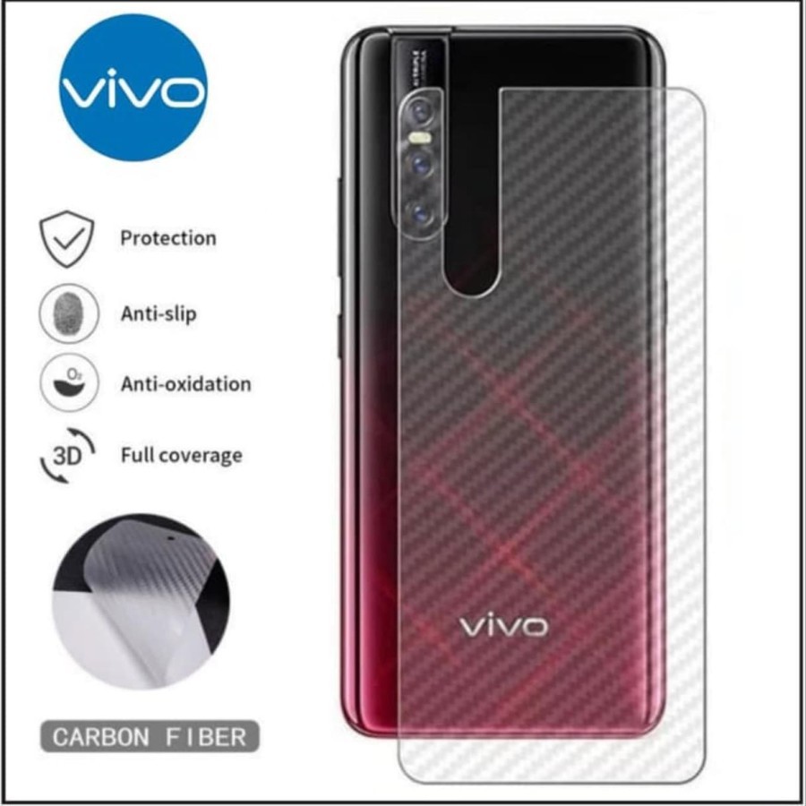 Back skin karbon atau gaskin carbon 3d vivo v15 pro, anti gores anti jamur anti licin