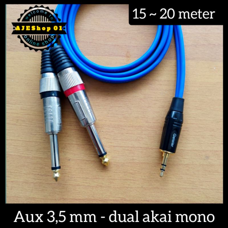 Kabel aux 3,5 to dual akai mono kabel kitani 20 meter