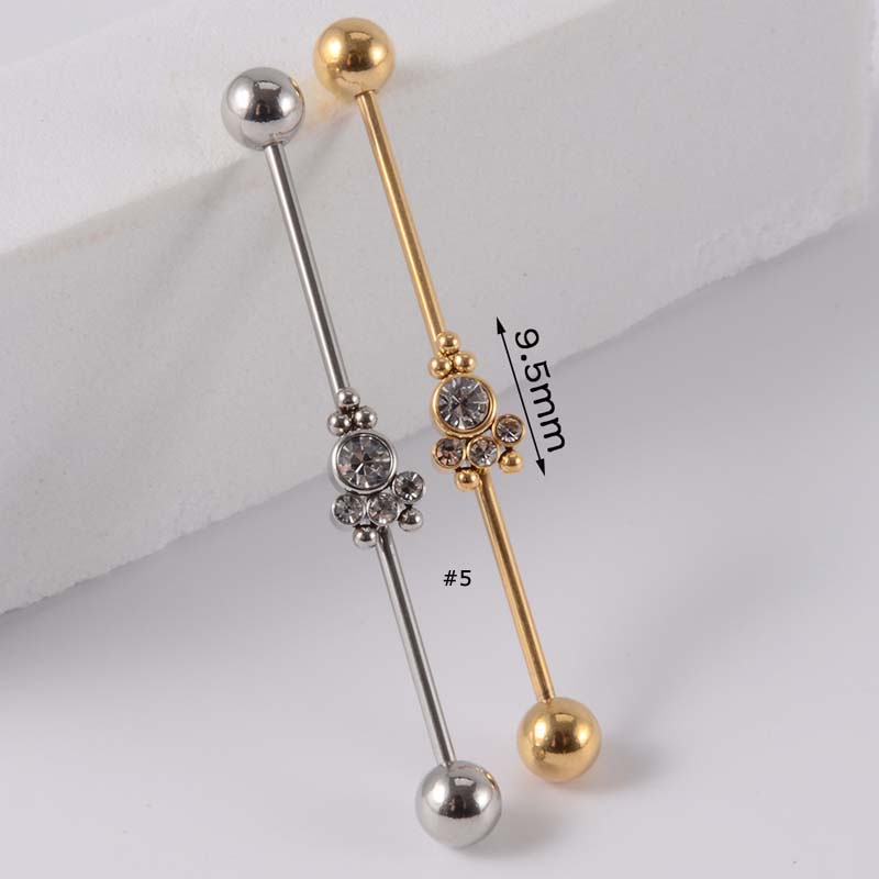 1pc Anting Tindik Tubuh Desain Barbell 16gauge Untuk Priawanita