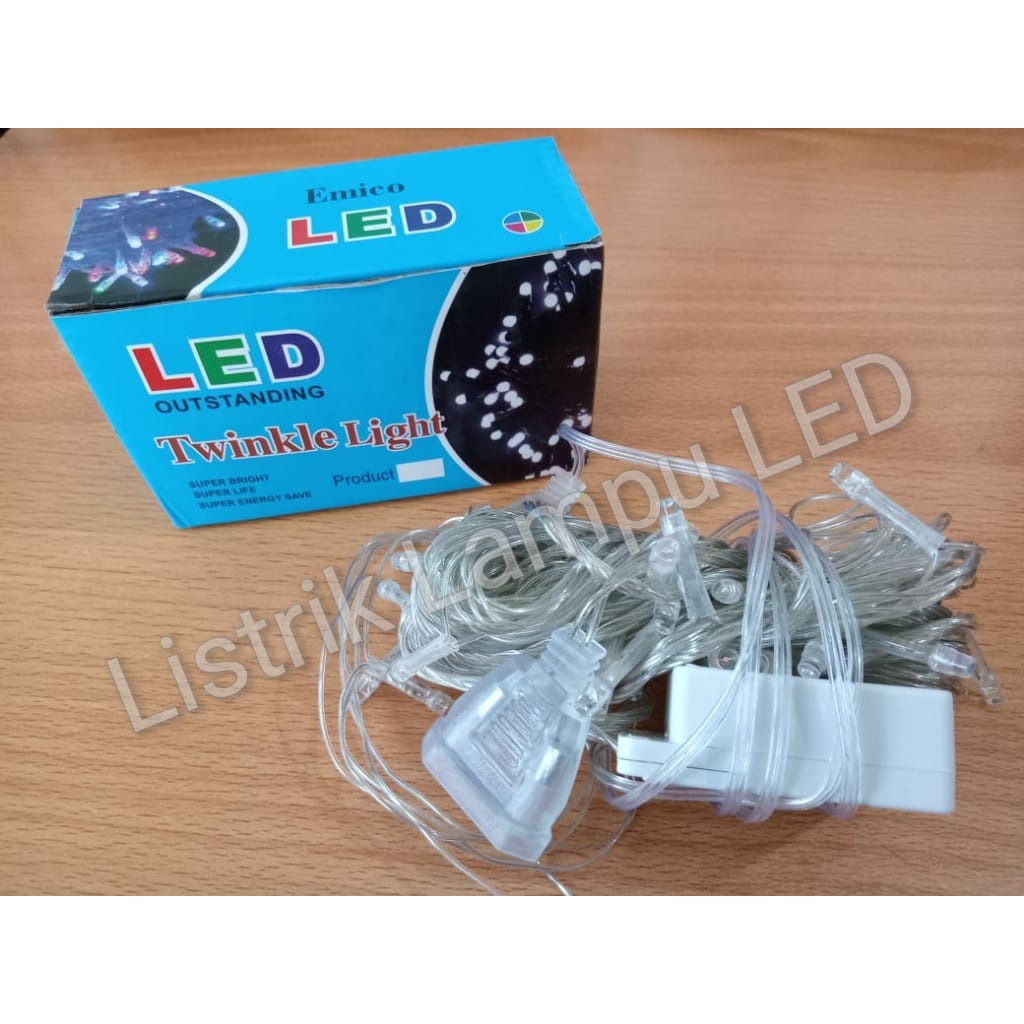Emico Lampu Natal 100L Warna - Warni + Kontra Steker ( Dus Biru )