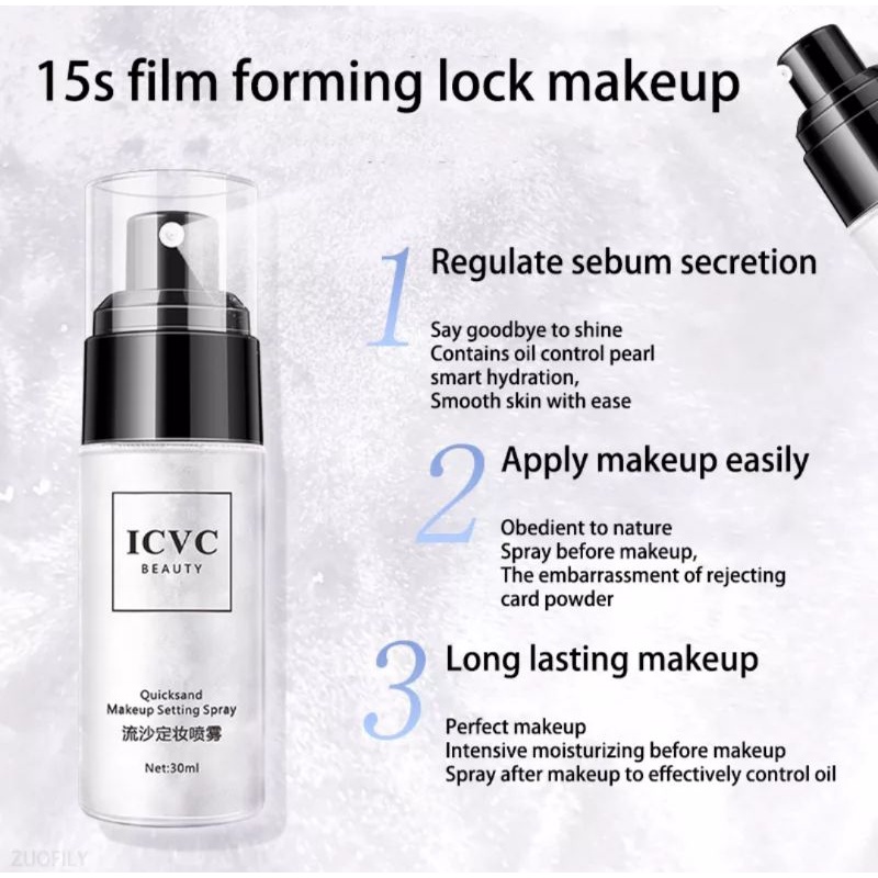 ICVC QUICKSAND MAKEUP SETTING SPRAY UNTUK MENJAGA MAKEUP TAHAN LAMA