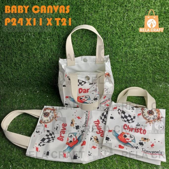

BABY CANVAS/TAS ULANG TAHUN/TOTEBAG KANVAS/24X11X21 TALI KATUN/F4