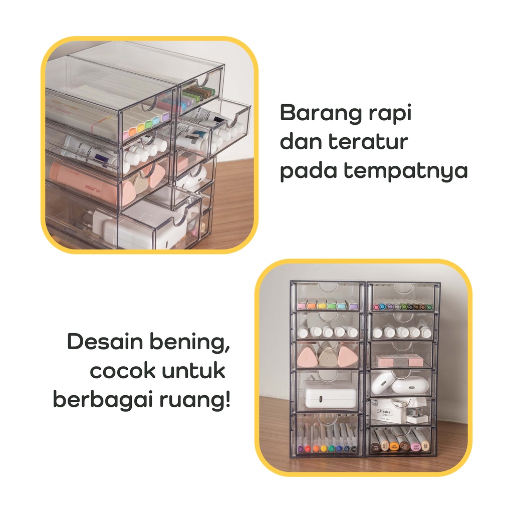 【IKONE】MAKI Organizer Box Snacks Rak Laci Bening Compact Rack Storage Box Meja Makanan Cemilan Kotak Penyimpanan Aksesoris Rak Perlengkapan Meja Acrylic Container Box Laci