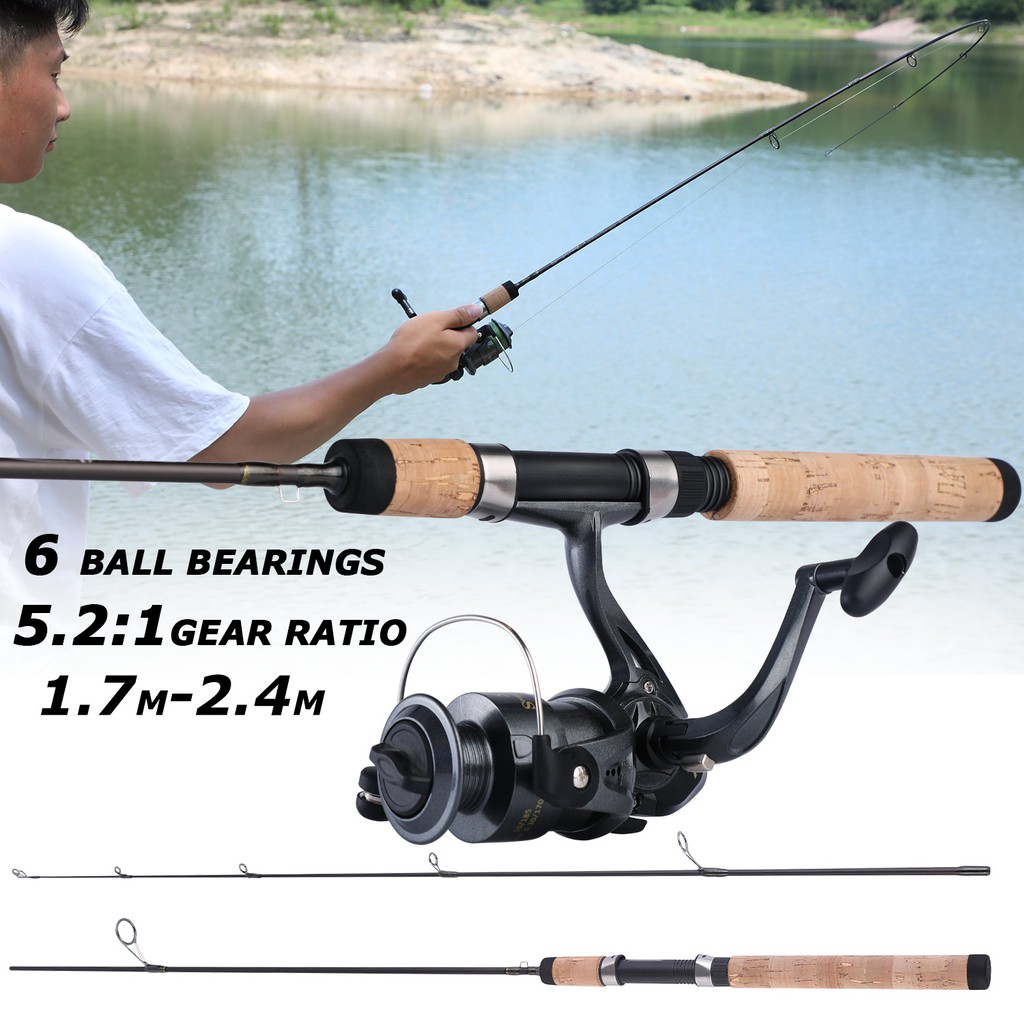 Pancing Set 1.8m joran pancing UL/L/ML Spinning Fishing Rod 2 Sections Fishing Reel 1000-4000 Series 5.2:1 High Speed Max Drag 10kg