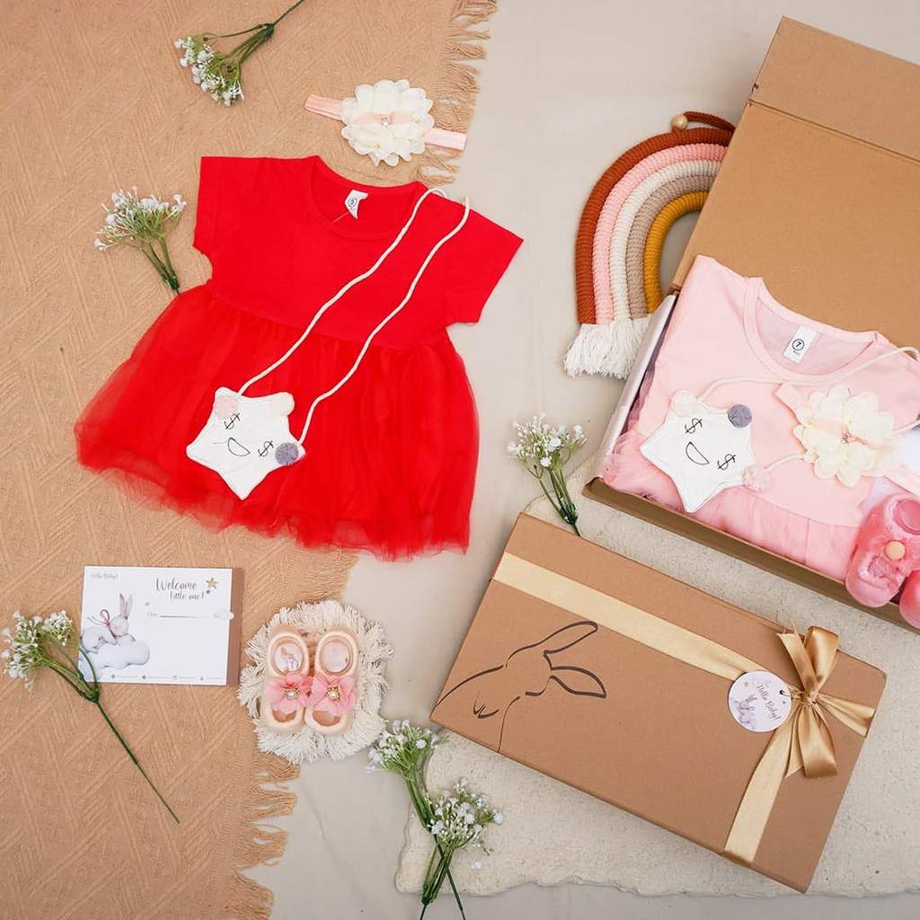 LIO035 Girls Baby Hampers 0-12 months/ Hampers bayi newborn/ Kado bayi/ baby girl gift set-Hilary Red