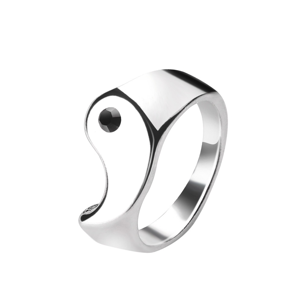 2pcs / Set Cincin Drop Oil Tai Chi Yin Yang Gosip Bahan Metal Untuk Pasangan