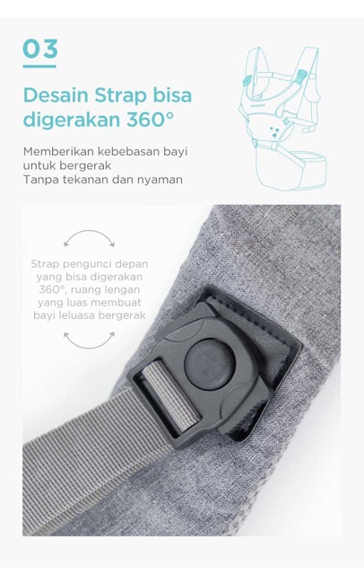 Mooimom Hipseat Lightweight Baby Carrier Gendongan Bayi Basic / Nero Bianco