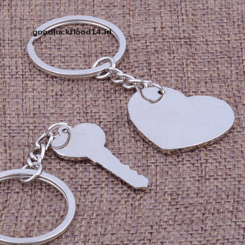 [OOID] 2pcs Fashion Love Heart Key Ring Keyfob Couples Romantic Keychain Lover Gift  ID