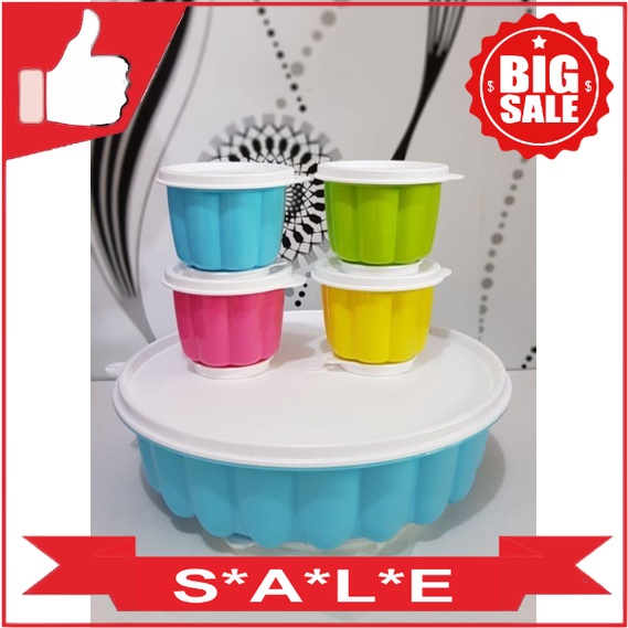 Jual Tupperware Jello Set BIRU 5pcs cetakan agar agar Jell O Tupperware