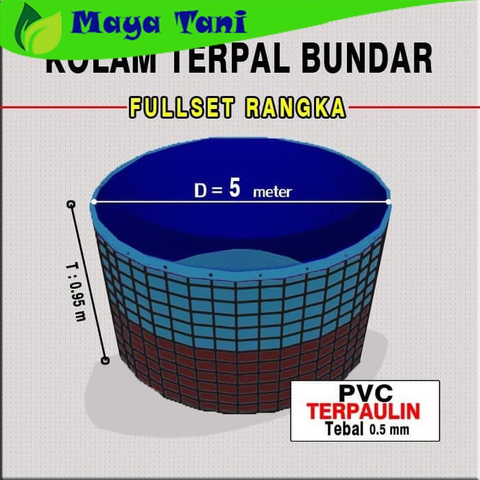 Kolam Terpal Bundar Diameter 5 M FULLSET