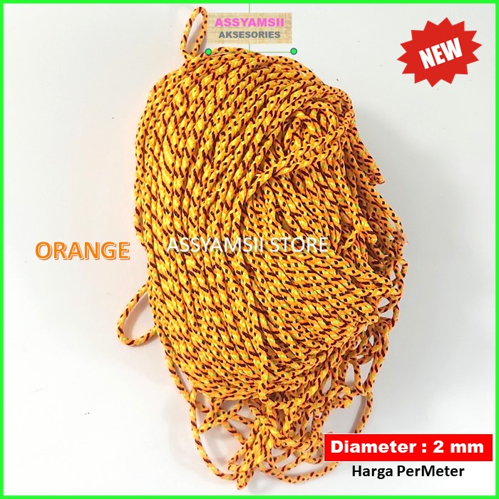 Tali Prusik Kecil Paracord Motif Terbaru Murah Gelang Strap Masker Kalung Tenda Aksesoris Tas Dompet-ORANGE