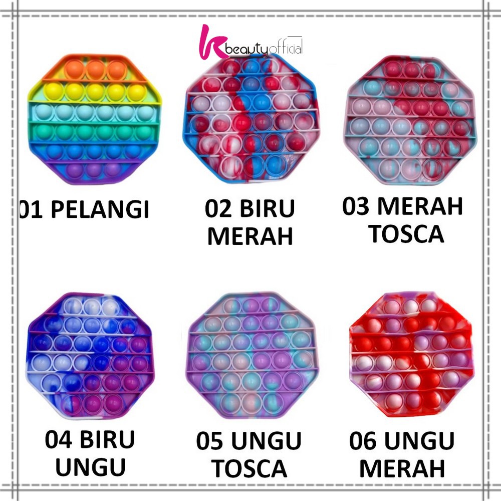 KB-M131 Mainan Pop It Rainbow Shape Fidget Push Pop It Bentuk Bulat Tik Tok / Pop Its Mainan Anak-OCTAGON COLOURFULL