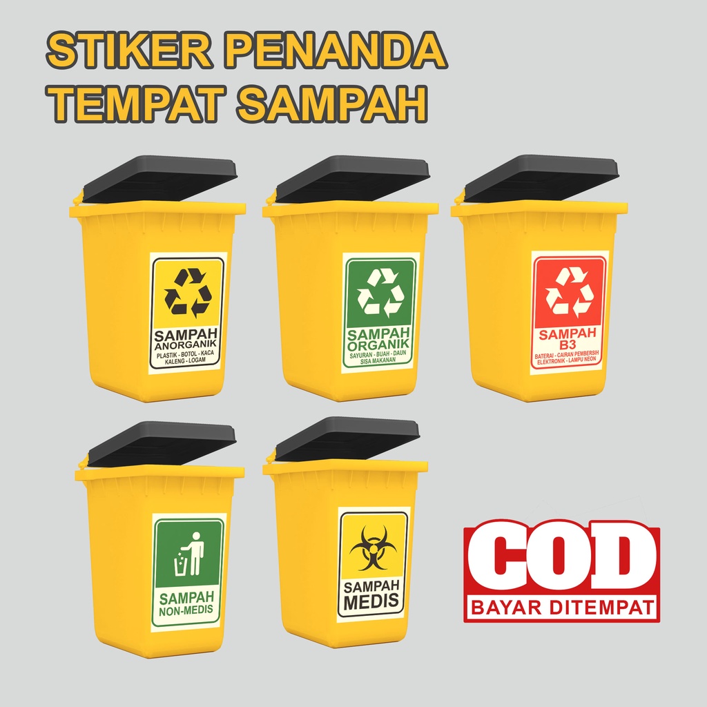 Stiker Penanda Tempat Jenis Sampah | Stiker Sampah Organik | Stiker Sampah Anorganik | Stiker Sampah Medis | Stiker Sampah Non Medis